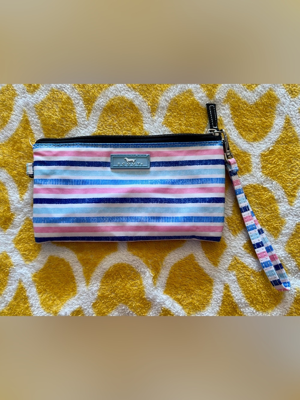 Scout Striped Wristlet in Pink, Blue, Navy, and White